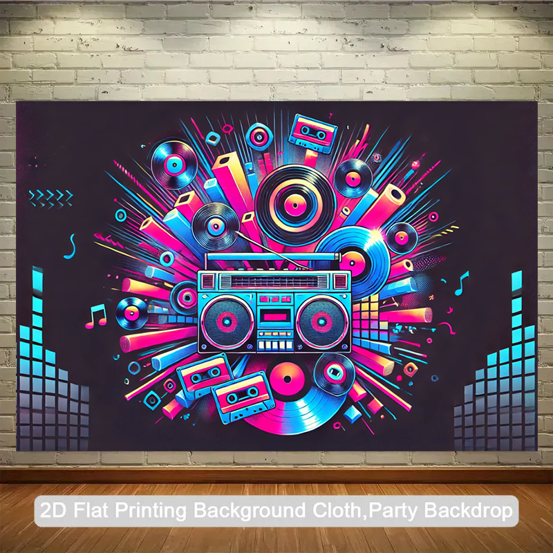 Audio Music Production - Płaski produkt 2D, jednoczęściowy. Retro przenośna