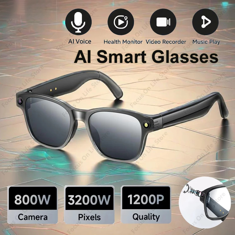 Audio Music Ai - Inteligentne okulary AI z 8-megapikselową kamerą,
